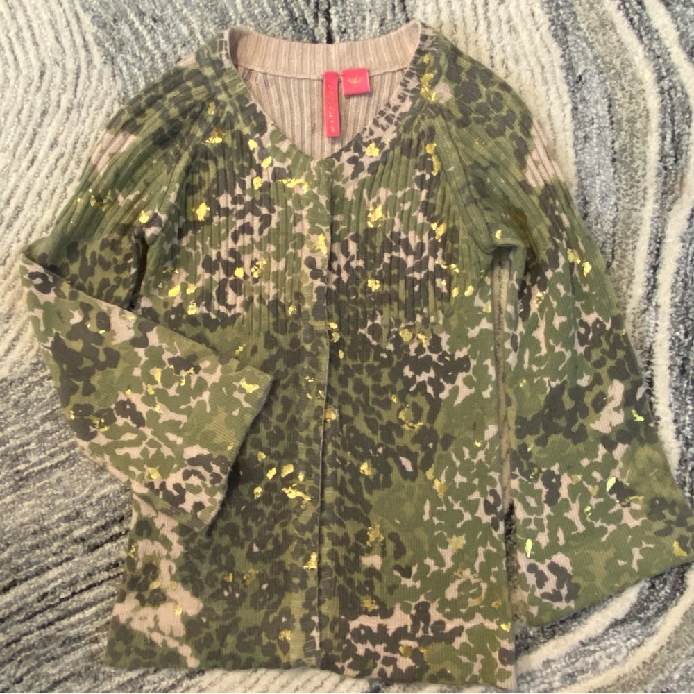 CHARLOTTE TARANTOLA Cardigan Sweater with Gold Details